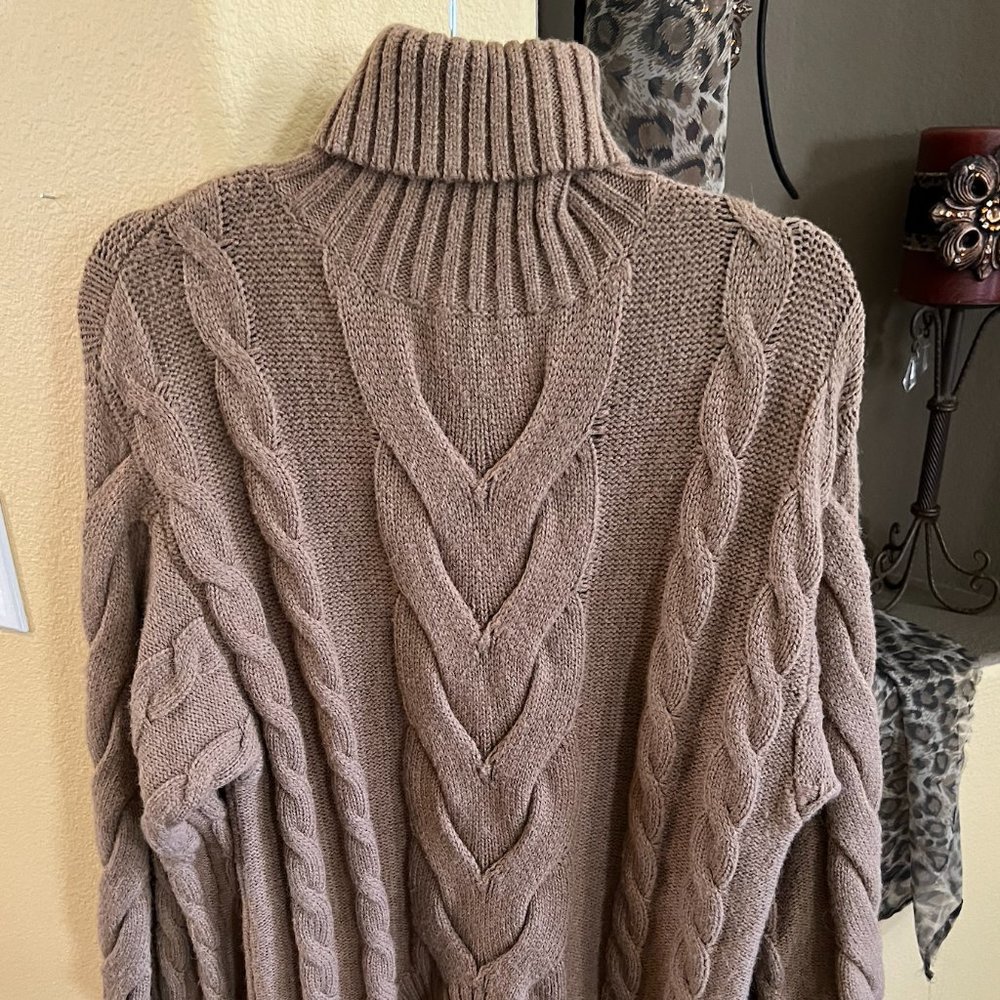 Beige Comfy Winter Turtle Neck Sweater